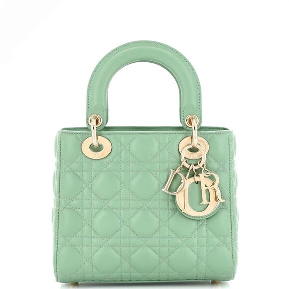 Christian Dior My Lady Dior Bag Cannage Quilt Lambskin Green - Picture 1 of 7